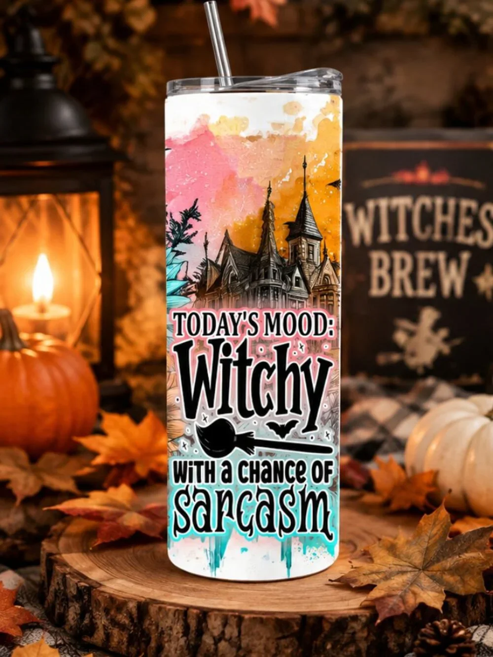 Witchy Sarcasm 20oz Skinny Tumbler, Funny Halloween Tumbler, Spooky Season Gift